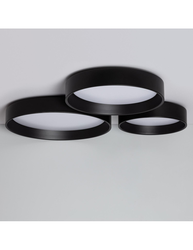 Plafonnier LED Rond Métal 30W CCT Sélectionnable Black Design Ø550 mm