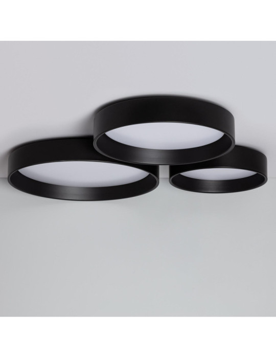 Plafonnier LED Rond Métal 30W CCT Sélectionnable Black Design Ø550 mm