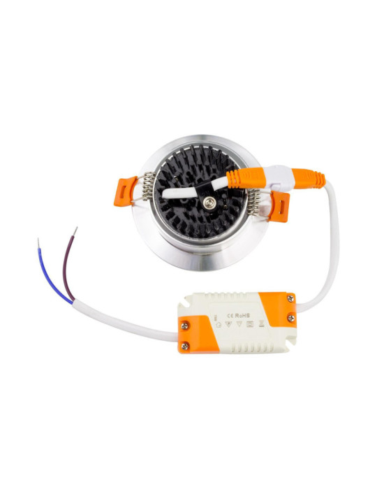Spot Downlight LED 7W Rond COB CRI90 Coupe Ø 70 mm Argentée