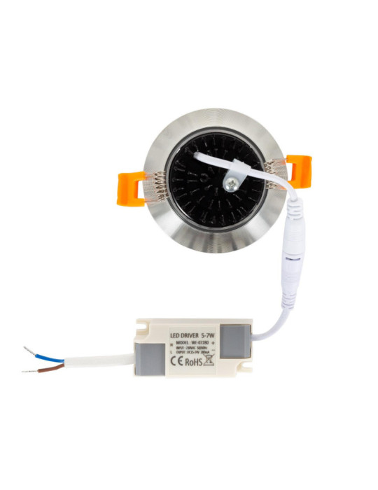 Spot Downlight LED 7W Rond COB CRI90 Coupe Ø 70 mm Argentée