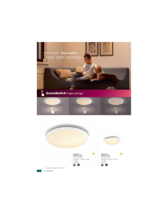 Plafonnier LED PHILIPS Extra-Plat 18W Variation par Paliers 3 Niveaux CL550