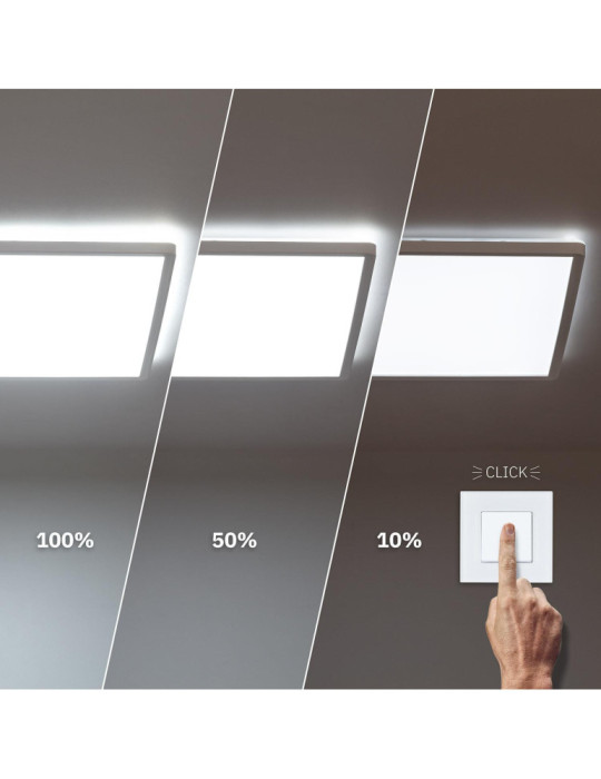 Plafonnier LED Carré Variation par Paliers 3 Niveaux SwitchDimm 24W Double Face 420x420mm