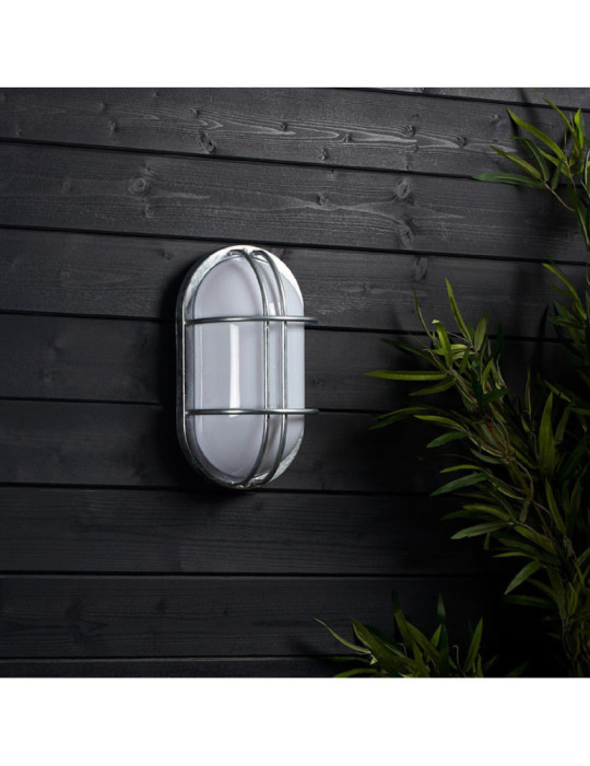 Plafonnier Extérieur Ovale 260x146 mm Hublot Acier Galvanisé Fjord