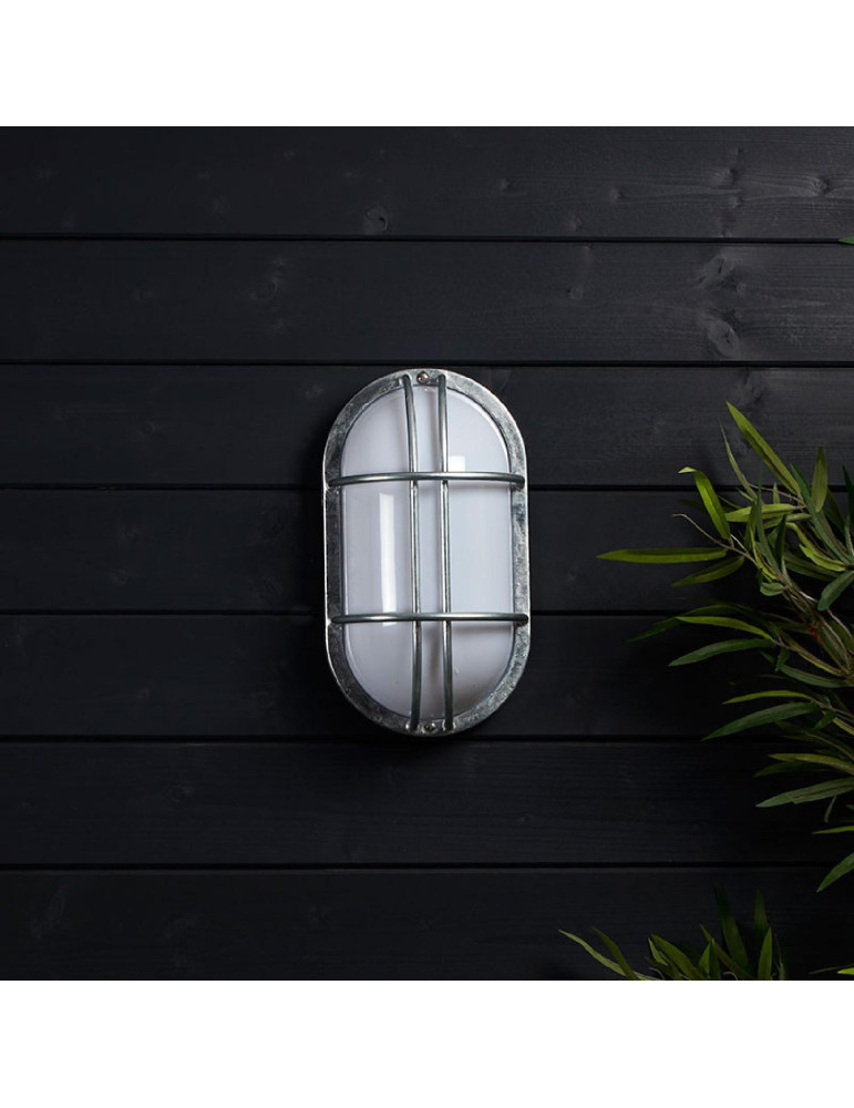 Plafonnier Extérieur Ovale 260x146 mm Hublot Acier Galvanisé Fjord