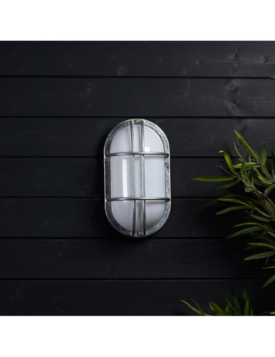 Plafonnier Extérieur Ovale 260x146 mm Hublot Acier Galvanisé Fjord