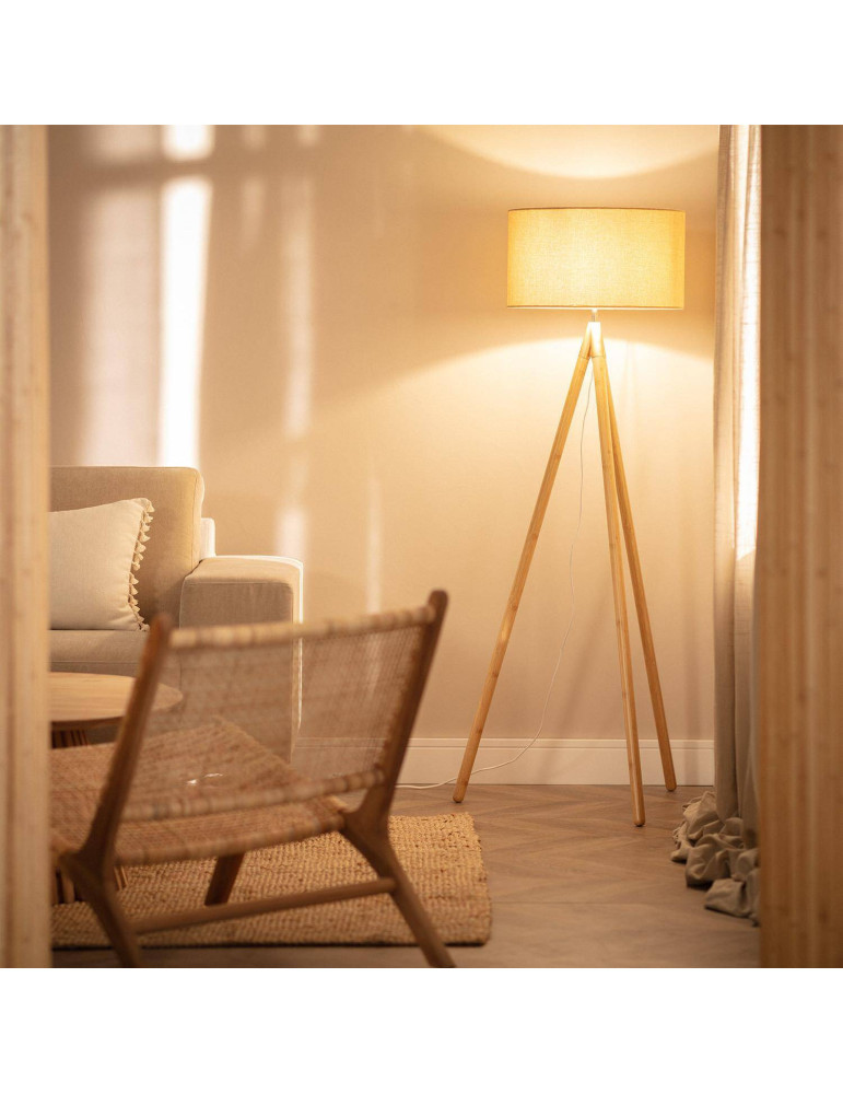 Lampadaire Bois et Tissu Wolby