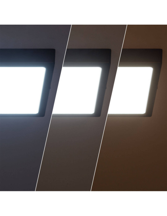 Plafonnier LED 18W Carré Aluminium  210x210 mm Slim CCT Sélectionnable Galán SwitchDimm