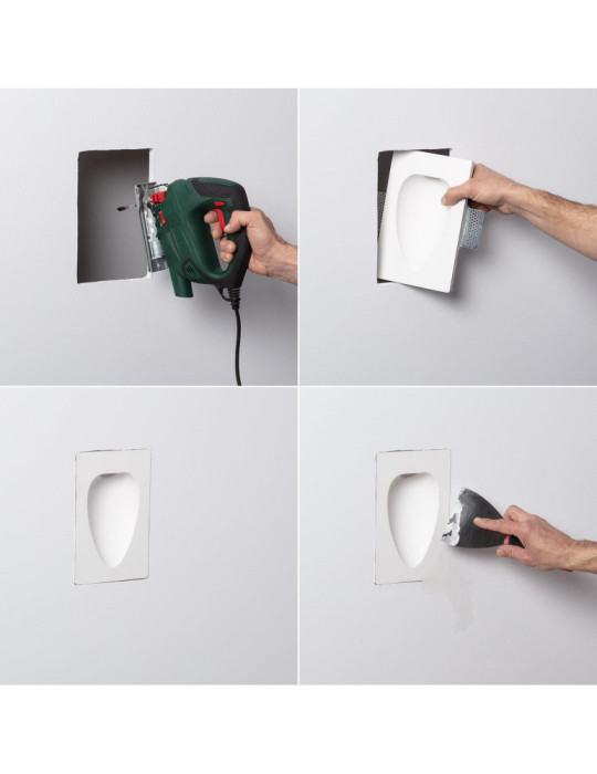 Applique Murale Intégration Plâtre/Pladur pour Ampoule LED GU10/GU5.3 Coupe 353x293 mm