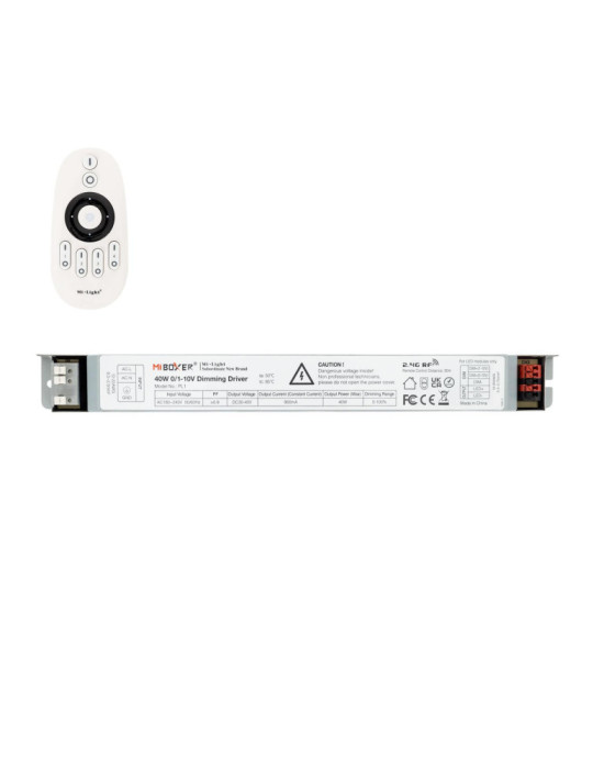 Driver Dimmable 1-10V No Flicker 40W + Télécommande RF 4 Zones MiBoxer