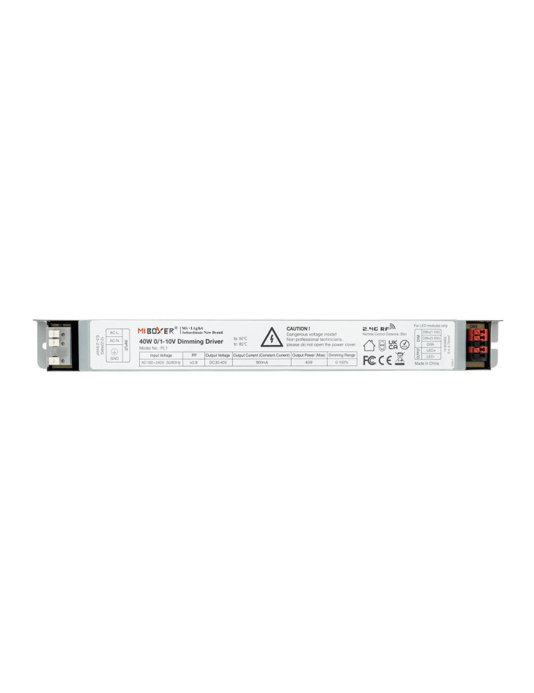 Driver Dimmable 1-10V No Flicker 40W + Télécommande RF 4 Zones MiBoxer
