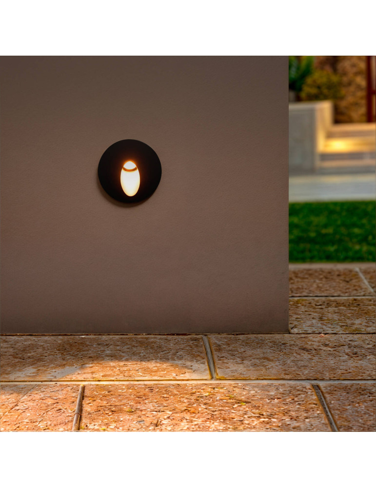 Balise Extérieure Murale LED Encastrable 3W Ronde Boiler Grise