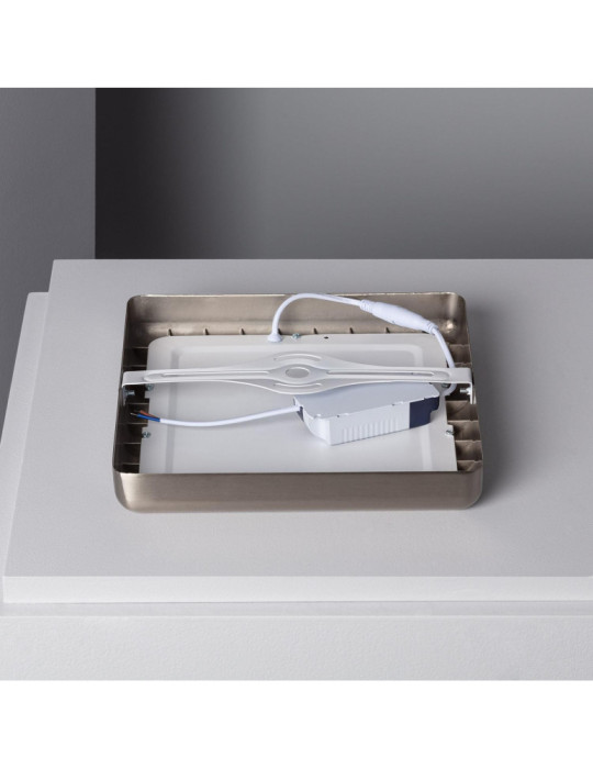 Plafonnier LED Carré Design 18W Métal 225x225 mm Silver