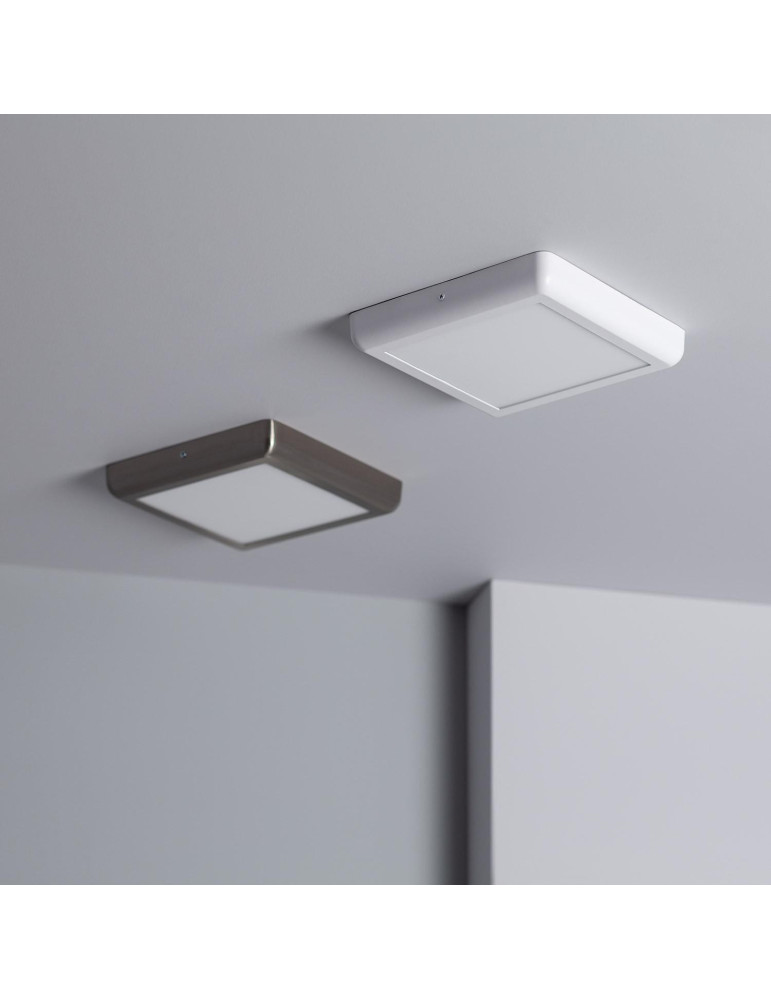 Plafonnier LED Carré Design 18W Métal 225x225 mm Silver
