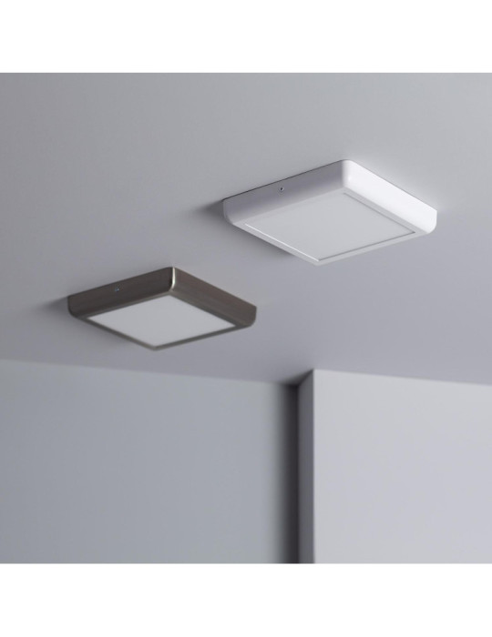 Plafonnier LED Carré Design 18W Métal 225x225 mm Silver
