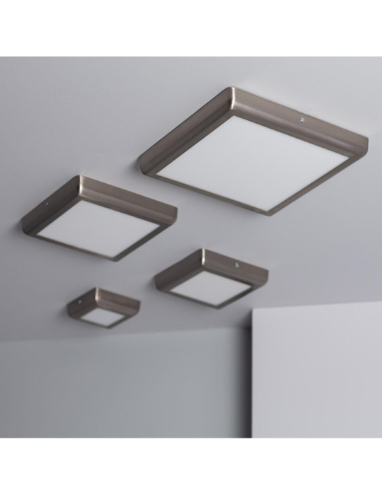 Plafonnier LED Carré Design 18W Métal 225x225 mm Silver
