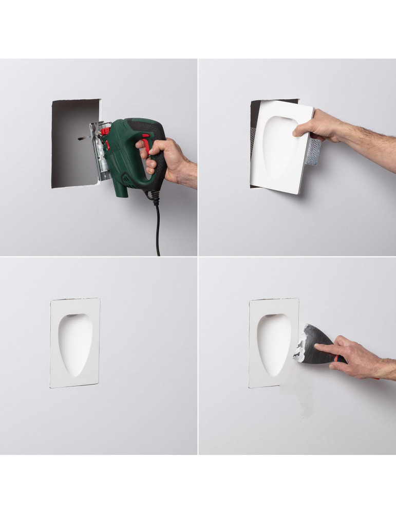 Applique Murale Intégration Plâtre/Pladur pour Ampoule LED GU10/GU5.3 Coupe 353x103 mm