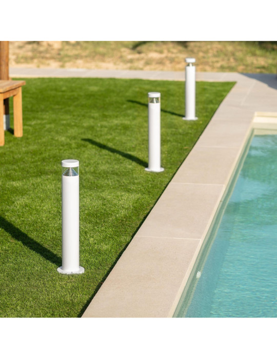 Balise LED Extérieure 5W en Saillie sur Pied 50cm Inti Inox Blanche