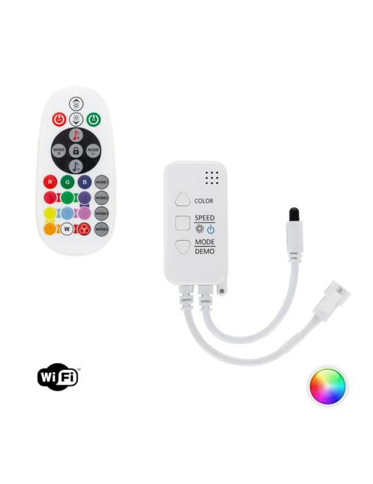 Contrôleur Variateur Wi-Fi pour Ruban LED RGBIC Numérique SPI 12-24V DC avec Télécommande IR