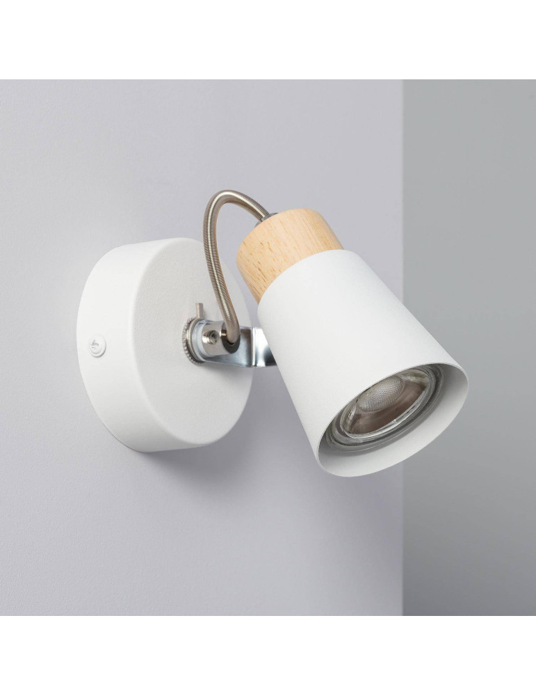 Lampe Murale Orientable Métal et Bois Mara 1 Spot