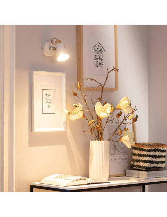 Lampe Murale Orientable Métal et Bois Mara 1 Spot