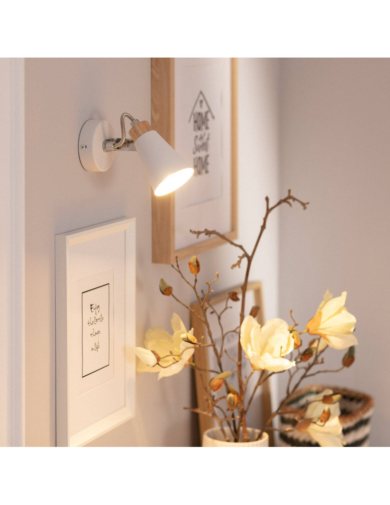 Lampe Murale Orientable Métal et Bois Mara 1 Spot