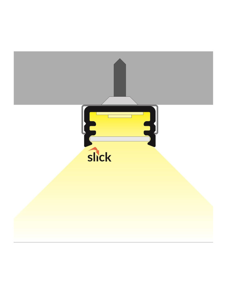 Profilé Aluminium en Saillie 1m avec Capot Translucide pour Rubans LED  jusqu'à 10mm