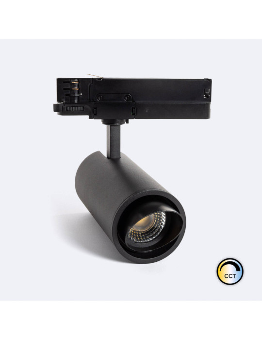 Spot LED Fasano Cylindre Biseau 30W CCT pour Rail Triphasé Dimmable Noir