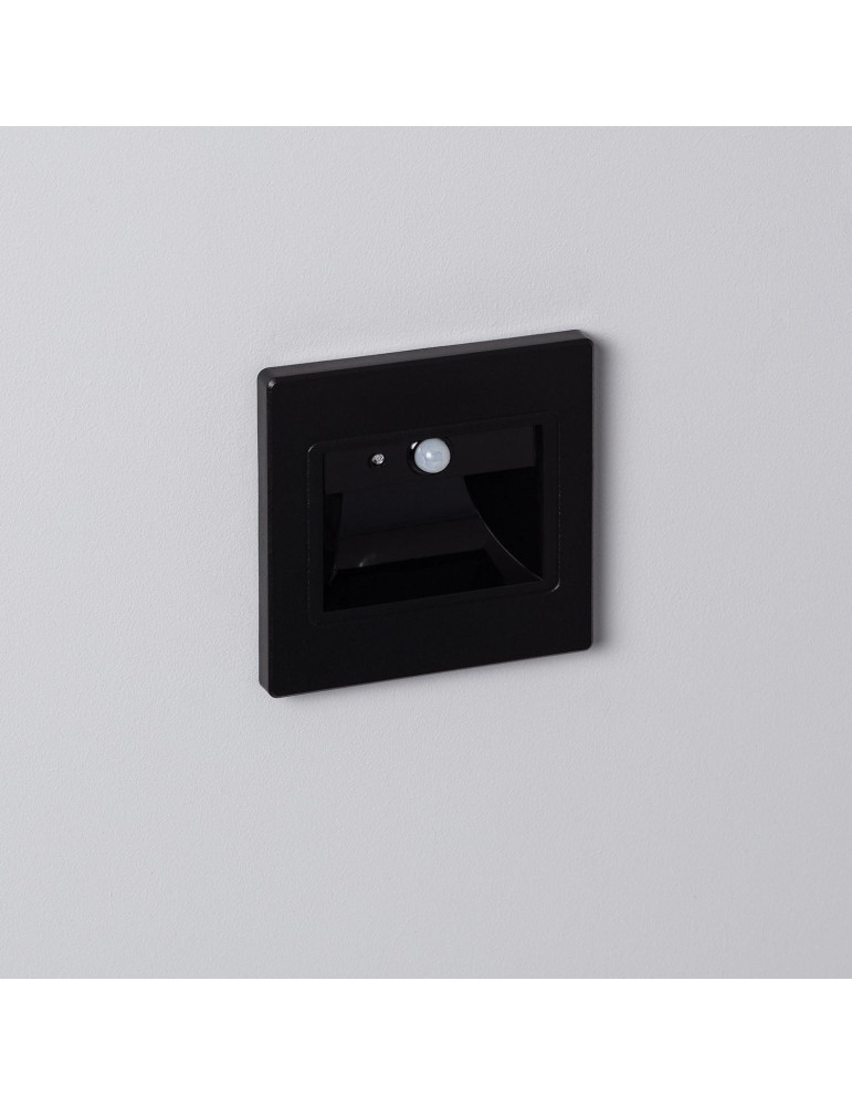 Balise Murale LED Encastrable Bark 1.5W Noire avec Capteur PIR