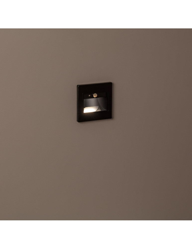 Balise Murale LED Encastrable Bark 1.5W Noire avec Capteur PIR