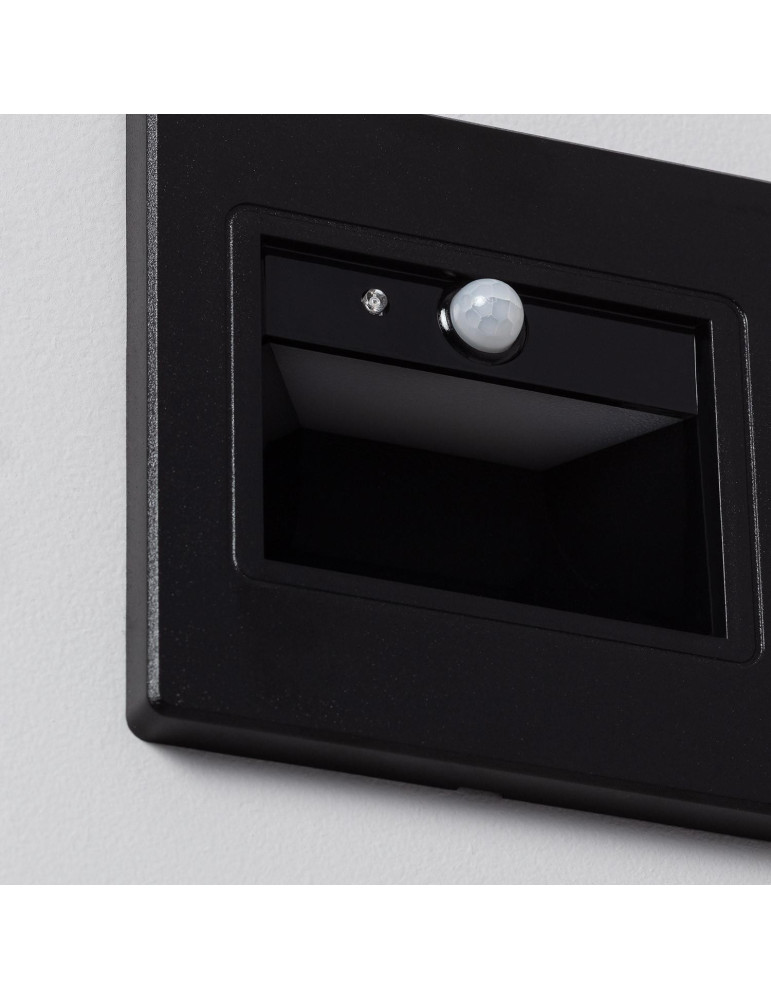 Balise Murale LED Encastrable Bark 1.5W Noire avec Capteur PIR