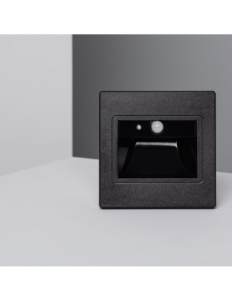 Balise Murale LED Encastrable Bark 1.5W Noire avec Capteur PIR
