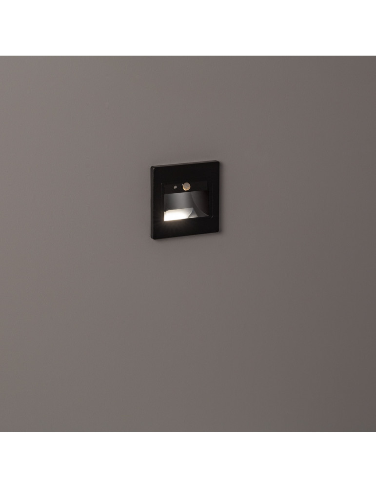 Balise Murale LED Encastrable Bark 1.5W Noire avec Capteur PIR