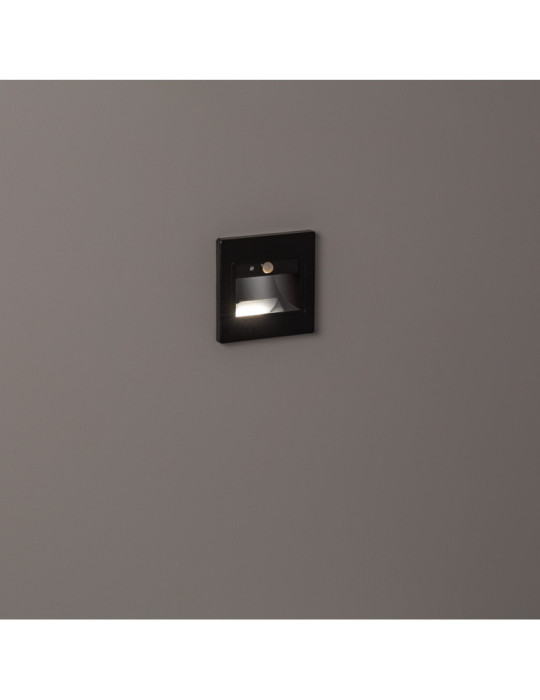 Balise Murale LED Encastrable Bark 1.5W Noire avec Capteur PIR