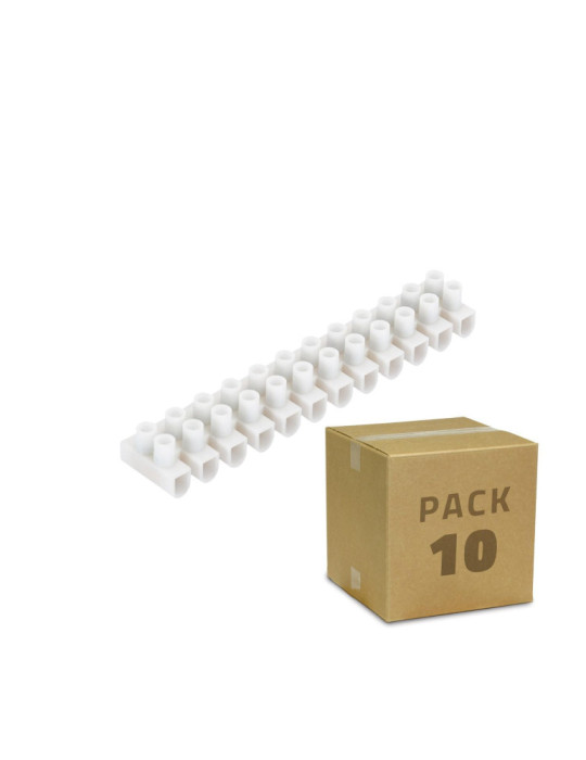 Pack 10 Dominos de Connexion Électrique 12 Plots Blanc