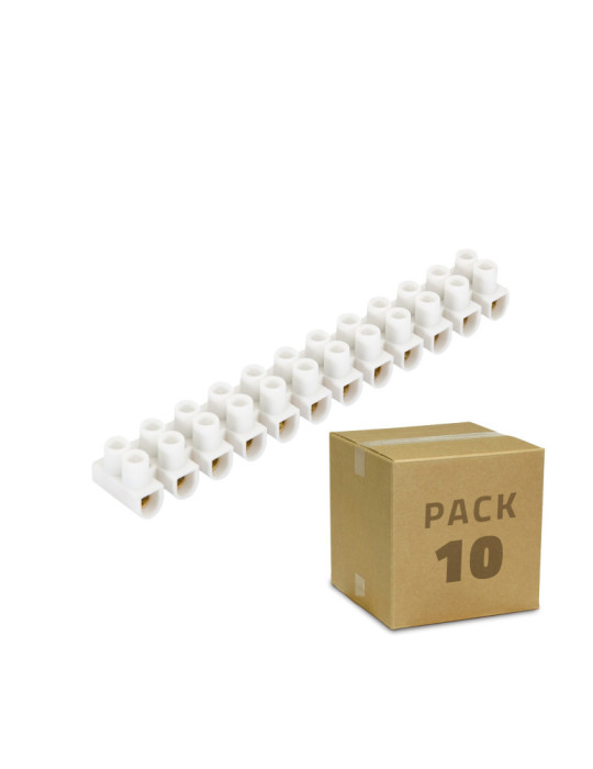 Pack 10 unidades de Clema Regleta de 12 Conectores de Cable Eléctrico Blanco