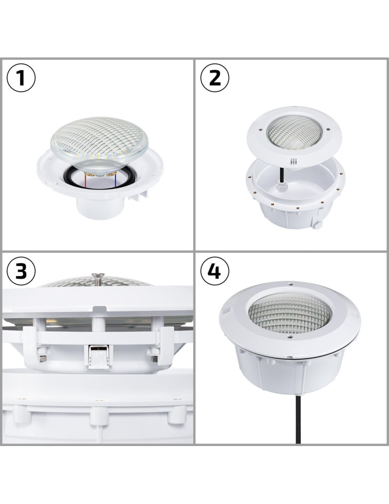 Niche Encastrable pour Ampoule Piscines PAR56 IP68 Béton et Liner