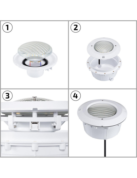 Niche Encastrable pour Ampoule Piscines PAR56 IP68 Béton et Liner
