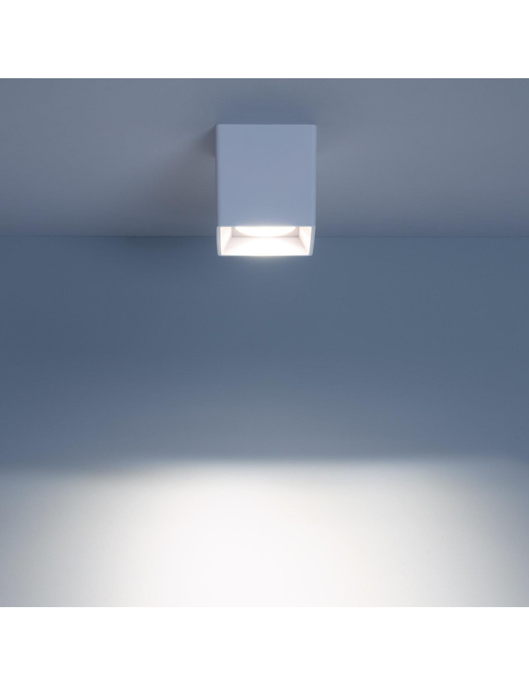 Plafonnier Space Carré Blanc avec Ampoule GU10