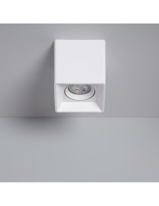 Plafonnier Space Carré Blanc avec Ampoule GU10