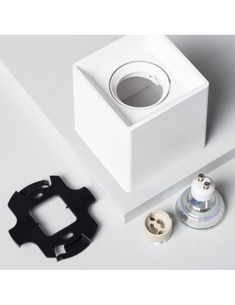 Plafonnier Space Carré Blanc avec Ampoule GU10
