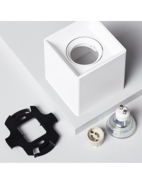 Plafonnier Space Carré Blanc avec Ampoule GU10