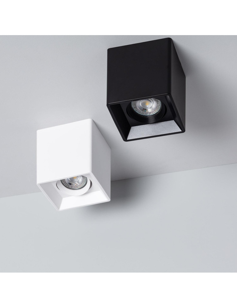 Plafonnier Space Carré Blanc avec Ampoule GU10