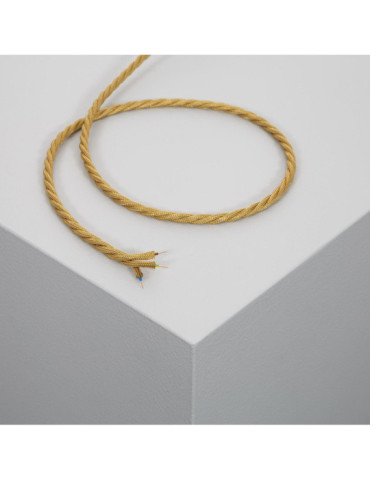 Câble Électrique Textile Tressé Doré