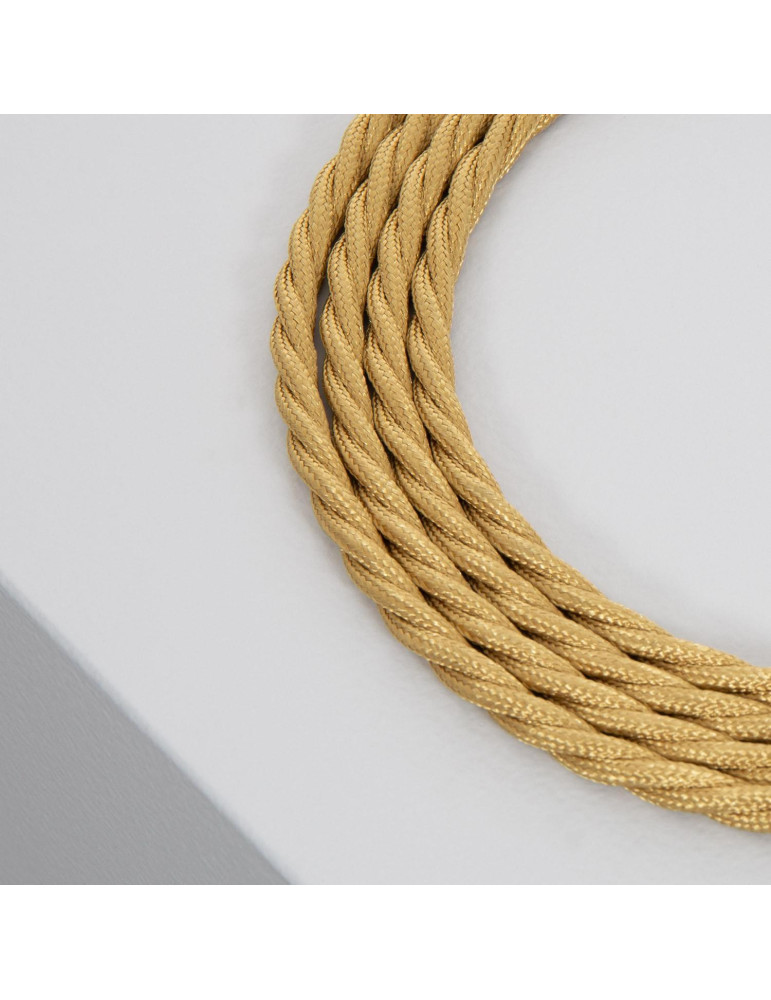 Câble Électrique Textile Tressé Doré