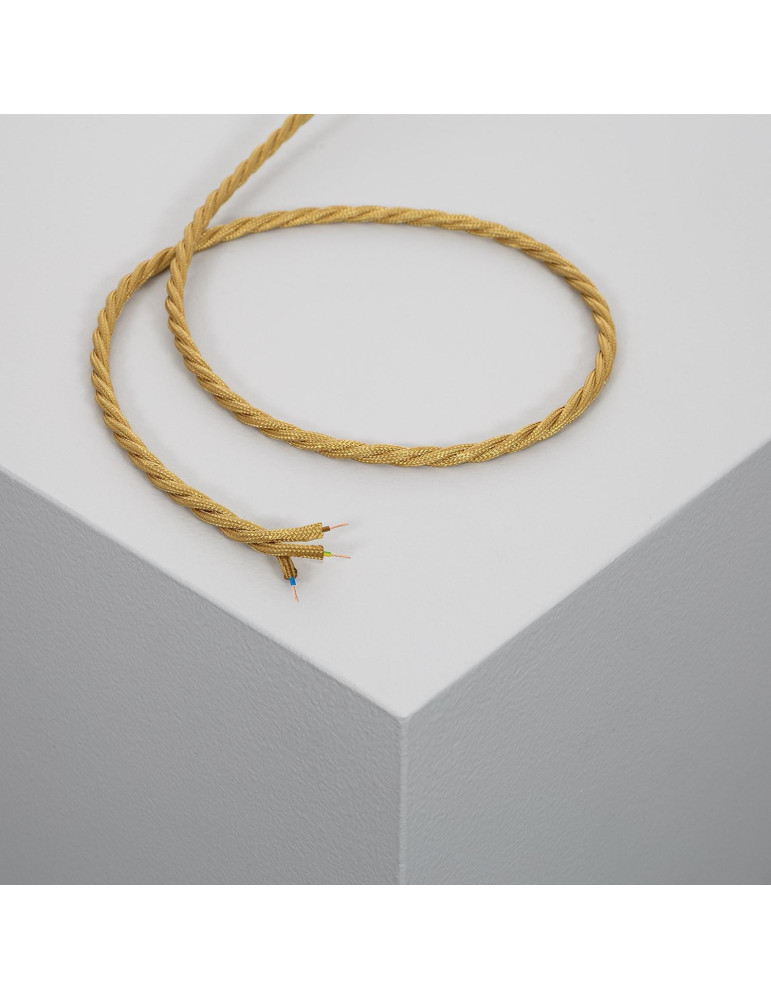Câble Électrique Textile Tressé Doré