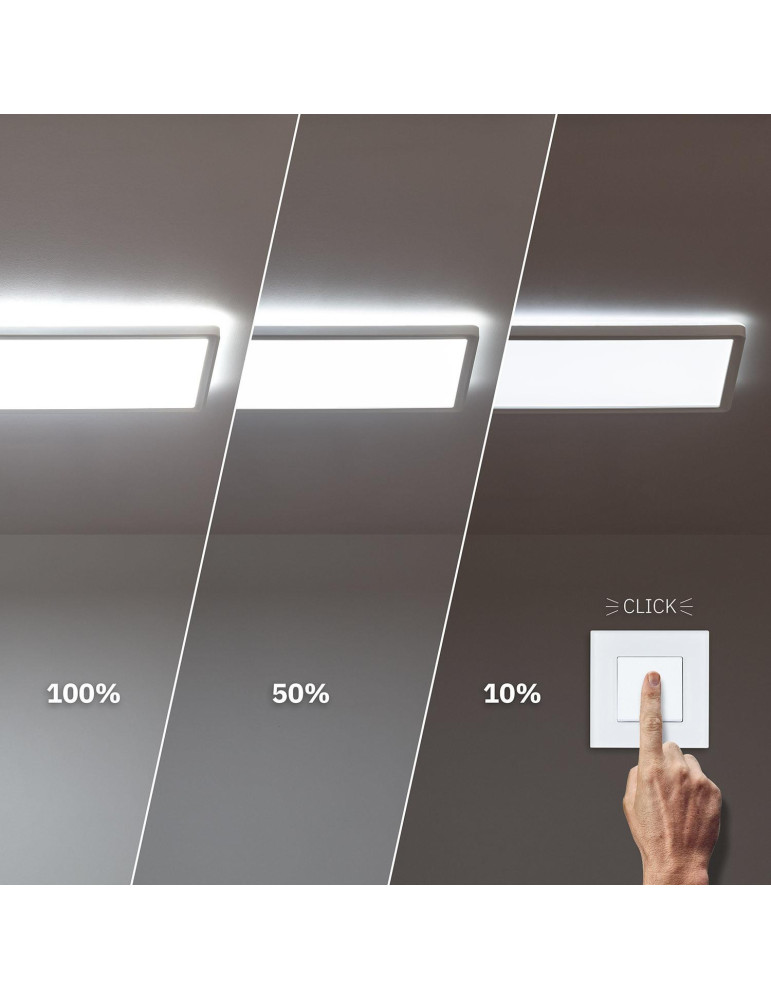 Plafonnier LED Rectangulaire Variation par Paliers 3 Niveaux SwitchDimm 24W Double Face 580x200mm