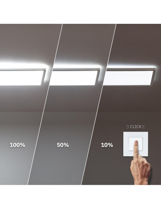 Plafonnier LED Rectangulaire Variation par Paliers 3 Niveaux SwitchDimm 24W Double Face 580x200mm