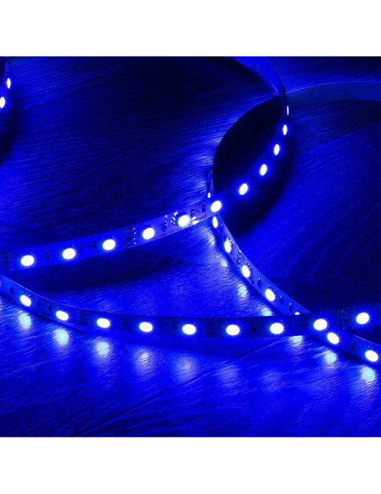 Ruban LED RGB 12V DC SMD5050 60LED/m 5m IP20 Largeur 10mm Coupe 5cm