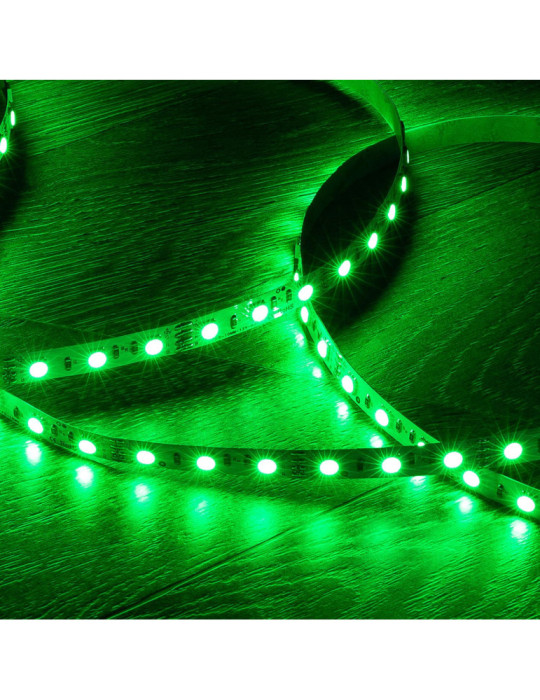 Ruban LED RGB 12V DC SMD5050 60LED/m 5m IP20 Largeur 10mm Coupe 5cm