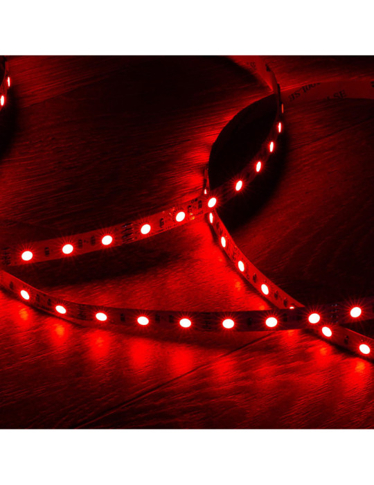 Ruban LED RGB 12V DC SMD5050 60LED/m 5m IP20 Largeur 10mm Coupe 5cm